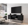 Manhattan Comfort Bradley 62.99 TV Stand Black with 2 Media Shelves and 2 Storage Shelves in Black with Solid Wood Legs