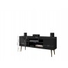 Manhattan Comfort Bradley 62.99 TV Stand Black with 2 Media Shelves and 2 Storage Shelves in Black with Solid Wood Legs