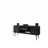 Manhattan Comfort Bradley 62.99 TV Stand Black with 2 Media Shelves and 2 Storage Shelves in Black with Solid Wood Legs - Manhattan Comfort Bradley 62.99 TV Stand Black with 2 Media Shelves and 2 Storage Shelves in Black with Solid Wood Legs