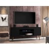 Manhattan Comfort Bradley 62.99 TV Stand Black with 2 Media Shelves and 2 Storage Shelves in Black with Solid Wood Legs Front