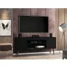 Manhattan Comfort Bradley 62.99 TV Stand Black with 2 Media Shelves and 2 Storage Shelves in Black with Solid Wood Legs Front - Manhattan Comfort Bradley 62.99 TV Stand Black with 2 Media Shelves and 2 Storage Shelves in Black with Solid Wood Legs Front