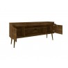 Manhattan Comfort Bradley 62.99 TV Stand Rustic Brown with 2 Media Shelves and 2 Storage Shelves in Rustic Brown with Solid Wood Legs Open