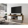 Manhattan Comfort Bradley 62.99 TV Stand Rustic Brown and White with 2 Media Shelves and 2 Storage Shelves in Rustic Brown and White with Solid Wood Legs - Manhattan Comfort Bradley 62.99 TV Stand Rustic Brown and White with 2 Media Shelves and 2 Storage Shelves in Rustic Brown and White with Solid Wood Legs