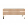 Manhattan Comfort Bradley 62.99 TV Stand Rustic Brown and White with 2 Media Shelves and 2 Storage Shelves in Rustic Brown and White with Solid Wood Legs Back
