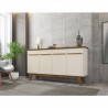 Manhattan Comfort Yonkers 62.99 Sideboard with Solid Wood Legs and 2 Cabinets in Off White and Cinnamon