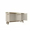 Manhattan Comfort Yonkers 62.99 Sideboard with Solid Wood Legs and 2 Cabinets in Off White and Cinnamon Open - Manhattan Comfort Yonkers 62.99 Sideboard with Solid Wood Legs and 2 Cabinets in Off White and Cinnamon Open