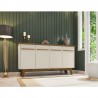 Manhattan Comfort Yonkers 62.99 Sideboard with Solid Wood Legs and 2 Cabinets in Off White and Cinnamon
