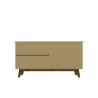 Manhattan Comfort Yonkers 62.99 Sideboard with Solid Wood Legs and 2 Cabinets in Off White and Cinnamon Back - Manhattan Comfort Yonkers 62.99 Sideboard with Solid Wood Legs and 2 Cabinets in Off White and Cinnamon Back