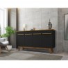 Manhattan Comfort Yonkers 62.99 Sideboard with Solid Wood Legs and 2 Cabinets in Black and Cinnamon
