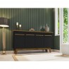 Manhattan Comfort Yonkers 62.99 Sideboard with Solid Wood Legs and 2 Cabinets in Black and Cinnamon