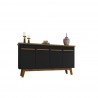 Manhattan Comfort Yonkers 62.99 Sideboard with Solid Wood Legs and 2 Cabinets in Black and Cinnamon Front