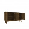 Manhattan Comfort Yonkers 62.99 Sideboard with Solid Wood Legs and 2 Cabinets in Rustic Brown Open