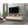 Manhattan Comfort Yonkers 62.99 TV Stand with Solid Wood Legs and 6 Media and Storage Compartments in Off White and Cinnamon