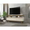 Manhattan Comfort Yonkers 62.99 TV Stand with Solid Wood Legs and 6 Media and Storage Compartments in Off White and Cinnamon - Manhattan Comfort Yonkers 62.99 TV Stand with Solid Wood Legs and 6 Media and Storage Compartments in Off White and Cinnamon