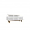 Manhattan Comfort Yonkers 62.99 TV Stand with Solid Wood Legs and 6 Media and Storage Compartments in White
