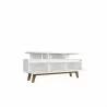 Manhattan Comfort Yonkers 62.99 TV Stand with Solid Wood Legs and 6 Media and Storage Compartments in White - Manhattan Comfort Yonkers 62.99 TV Stand with Solid Wood Legs and 6 Media and Storage Compartments in White