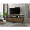 Manhattan Comfort Yonkers 62.99 TV Stand with Solid Wood Legs and 6 Media and Storage Compartments in Rustic Brown