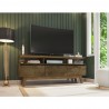 Manhattan Comfort Yonkers 62.99 TV Stand with Solid Wood Legs and 6 Media and Storage Compartments in Rustic Brown