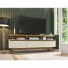 Manhattan Comfort Yonkers 70.86 TV Stand with Solid Wood Legs and 6 Media and Storage Compartments in Off White and Cinnamon