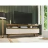 Manhattan Comfort Yonkers 70.86 TV Stand with Solid Wood Legs and 6 Media and Storage Compartments in Off White and Cinnamon - Manhattan Comfort Yonkers 70.86 TV Stand with Solid Wood Legs and 6 Media and Storage Compartments in Off White and Cinnamon
