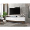 Manhattan Comfort Yonkers 70.86 TV Stand with Solid Wood Legs and 6 Media and Storage Compartments in White