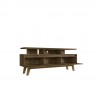 Manhattan Comfort Yonkers 70.86 TV Stand with Solid Wood Legs and 6 Media and Storage Compartments in Rustic Brown Side