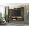 Manhattan Comfort Liberty 70.86 Floating Wall Entertainment Center with Overhead Shelf in Rustic Brown - Manhattan Comfort Liberty 70.86 Floating Wall Entertainment Center with Overhead Shelf in Rustic Brown