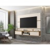 Manhattan Comfort Vernon 62.99 Floating Wall Entertainment Center in Off White and Cinnamon