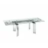 Casabianca ASTOR Manual Frame Dining Table In Clear Glass With Polished Stainless Steel Base - Casabianca ASTOR Manual Frame Dining Table In Clear Glass With Polished Stainless Steel Base