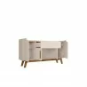 Manhattan Comfort Addie 53.54 Sideboard with 5 Shelves in Off White and Cinnamon Open - Manhattan Comfort Addie 53.54 Sideboard with 5 Shelves in Off White and Cinnamon Open