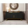 Manhattan Comfort Addie 53.54 Sideboard with 5 Shelves in Matte Black and Cinnamon - Manhattan Comfort Addie 53.54 Sideboard with 5 Shelves in Matte Black and Cinnamon