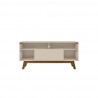 Manhattan Comfort Camberly 53.54 TV Stand with 5 Shelves in Off White and Cinnamon Front