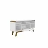 Manhattan Comfort Camberly 53.54 TV Stand with 5 Shelves in White and Cinnamon Side - Manhattan Comfort Camberly 53.54 TV Stand with 5 Shelves in White and Cinnamon Side