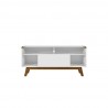 Manhattan Comfort Camberly 53.54 TV Stand with 5 Shelves in White and Cinnamon Front