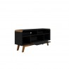 Manhattan Comfort Camberly 53.54 TV Stand with 5 Shelves in Matte Black and Cinnamon Open