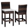 Sunset West Montecito Wicker Counter Stool With Cushions In Canvas Cork With Canvas Bay Brown Welt 
