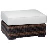 Sunset West Montecito Wicker Ottoman With Cushions In Canvas Cork With Canvas Bay Brown Welt