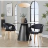 Curvo Contemporary Upholstered Chair in Natural Wood and Black Faux Leather by LumiSource - Set of 2