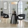 Curvo Contemporary Upholstered Chair in Natural Wood and Black Faux Leather by LumiSource - Set of 2 - Curvo Contemporary Upholstered Chair in Natural Wood and Black Faux Leather by LumiSource - Set of 2