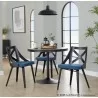 Charlotte Farmhouse Chair in Black Wood and Blue Fabric by LumiSource - Set of 2 - Charlotte Farmhouse Chair in Black Wood and Blue Fabric by LumiSource - Set of 2