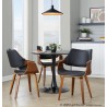 Curvo Highback Contemporary Chair in Black Wood, Walnut Wood, and Black Faux Leather by LumiSource - Set of 2