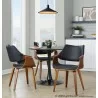 Curvo Highback Contemporary Chair in Black Wood, Walnut Wood, and Black Faux Leather by LumiSource - Set of 2 - Curvo Highback Contemporary Chair in Black Wood, Walnut Wood, and Black Faux Leather by LumiSource - Set of 2