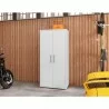 Manhattan Comfort Eiffel 73.43" Garage Cabinet with 4 Adjustable Shelves in White Gloss - Manhattan Comfort Eiffel 73.43" Garage Cabinet with 4 Adjustable Shelves in White Gloss