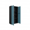 Manhattan Comfort Eiffel 73.43" Garage Cabinet with 4 Adjustable Shelves in Blue Gloss open