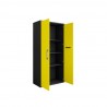 Manhattan Comfort Eiffel 73.43" Garage Cabinet with 4 Adjustable Shelves in Yellow Gloss open