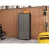 Manhattan Comfort Eiffel 73.43" Garage Cabinet with 4 Adjustable Shelves in Grey Gloss - Manhattan Comfort Eiffel 73.43" Garage Cabinet with 4 Adjustable Shelves in Grey Gloss