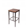 Trent Backless Square Barstool With Steel Frame And Clear Coat