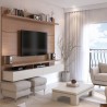 City 1.8 Floating Wall Theater Entertainment Center - Maple Cream and Off White