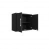 Manhattan Comfort Eiffel Floating Garage Storage Cabinet with Lock and Key in Black Matte Open