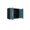 Manhattan Comfort Eiffel Floating Garage Storage Cabinet with Lock and Key in Blue Gloss Open